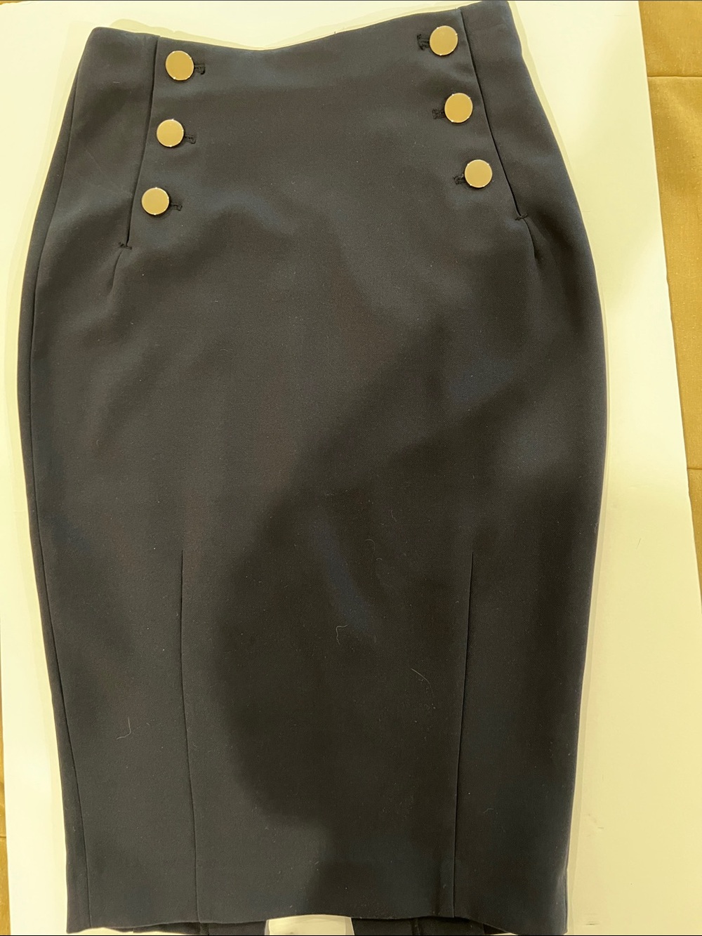H&M Black Pencil Skirt with Gold Accent Buttons Size 4